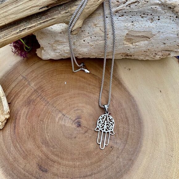 Hamza Sterling Silver Popcorn Chain Necklace - Picture 3 of 6